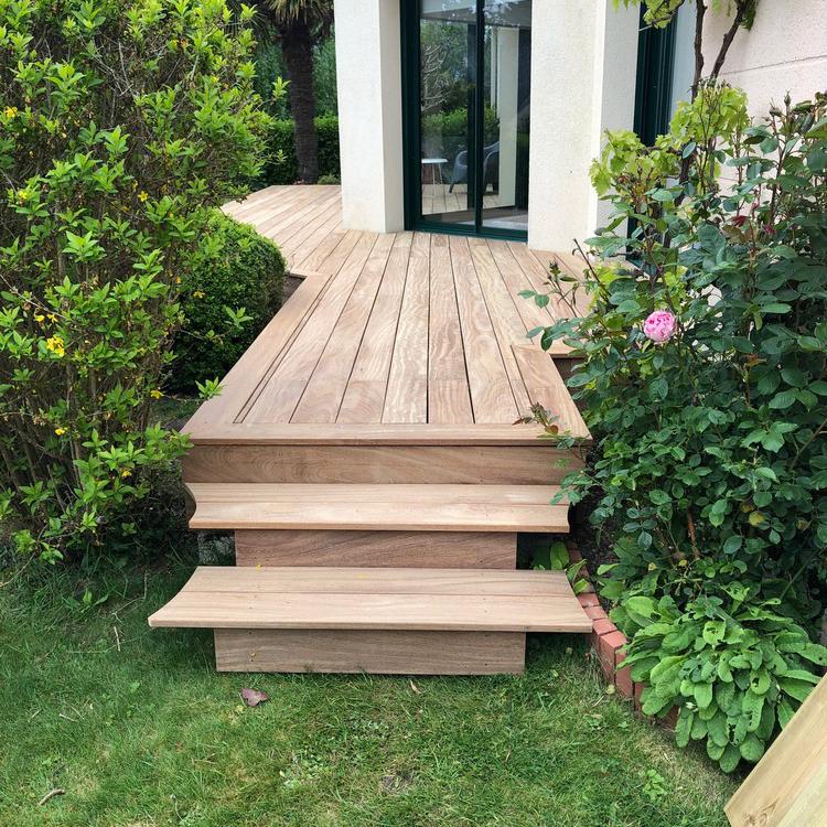 Pose d'une terrasse en bois Cumaru à Fouesnant