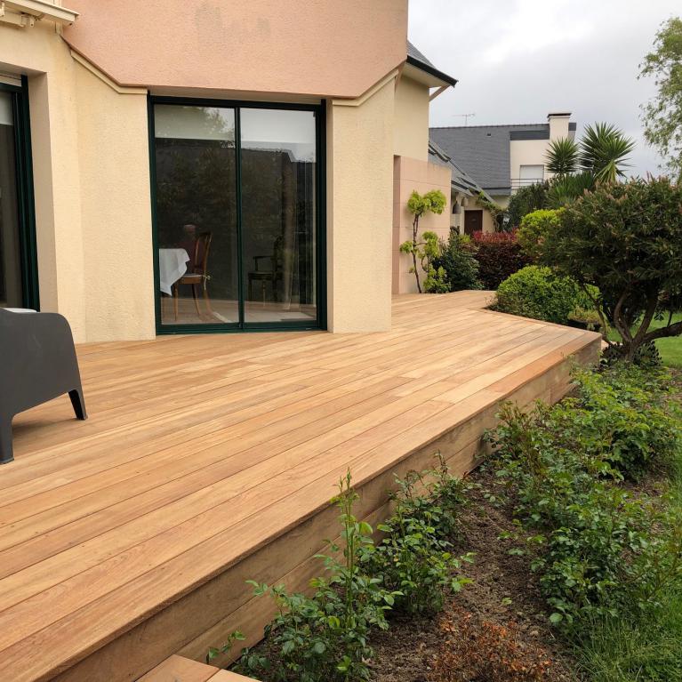 Pose d'une terrasse en bois Cumaru à Fouesnant