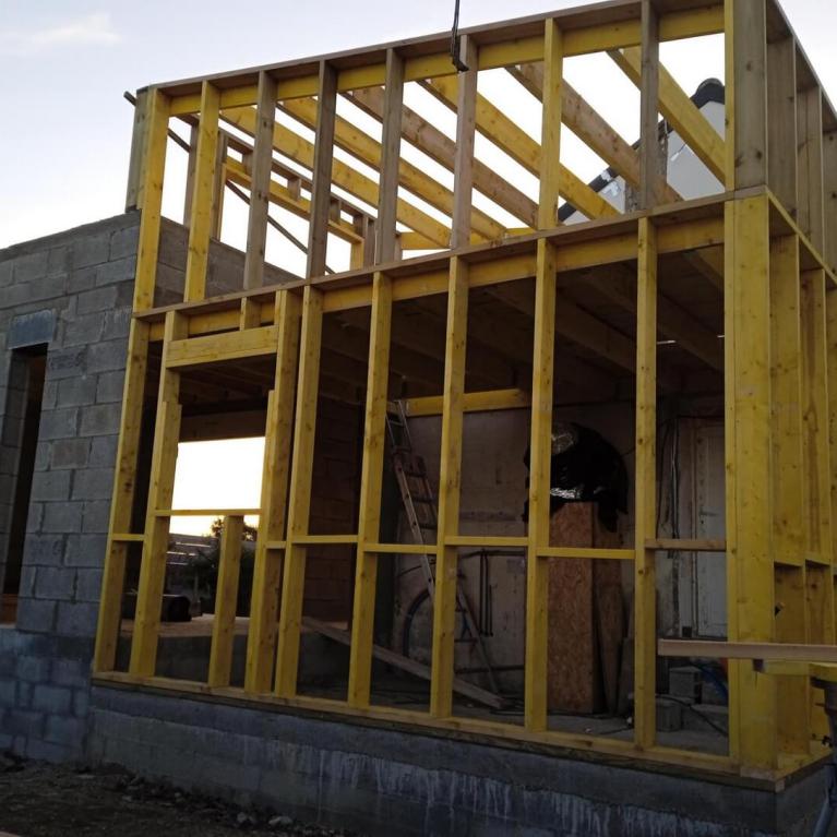 Réalisation d'une extension ossature bois à Quimper